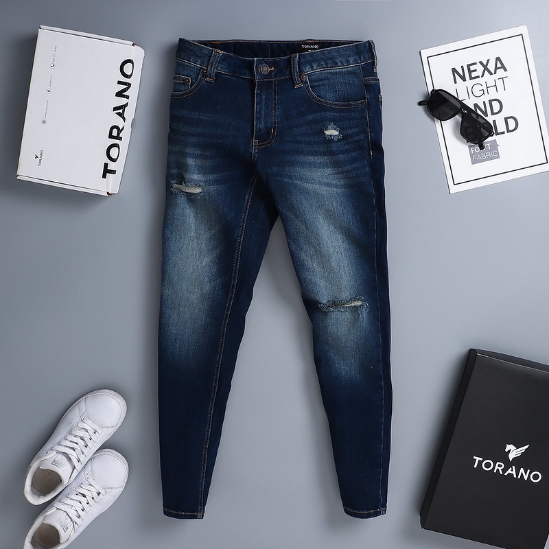Quần Jeans nam rách ANOMEN dáng Slim Co Giãn Tốt, Không Bai Xù, Bền Màu, Phom Trẻ Trung QJ03