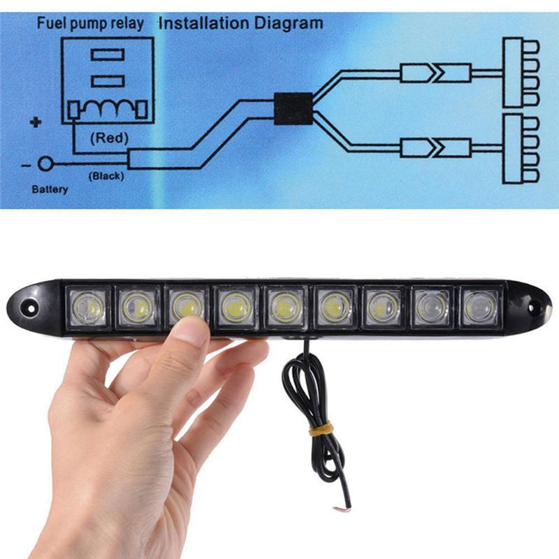 Set 2 đèn dùng ban ngày chống sương mù  DC 12V 9 bóng Led dành cho ô tô / xe tải chất lượng cao