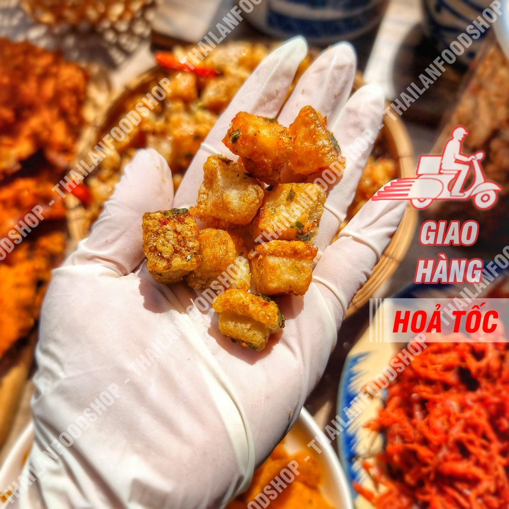 Tóp Mỡ Liền Da Sốt Mắm Hành Lon 100Gram