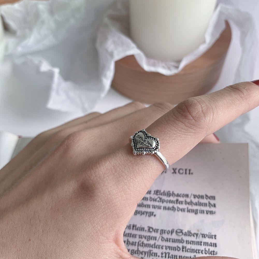 Nhẫn Hở Hợp Kim Khắc Chữ Phong Cách Punk Cổ Điển Dành Cho Nữ