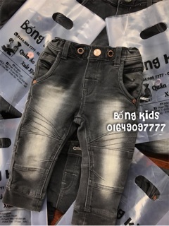 Quần Jean Bé Trai Biker Đen Bạc Next