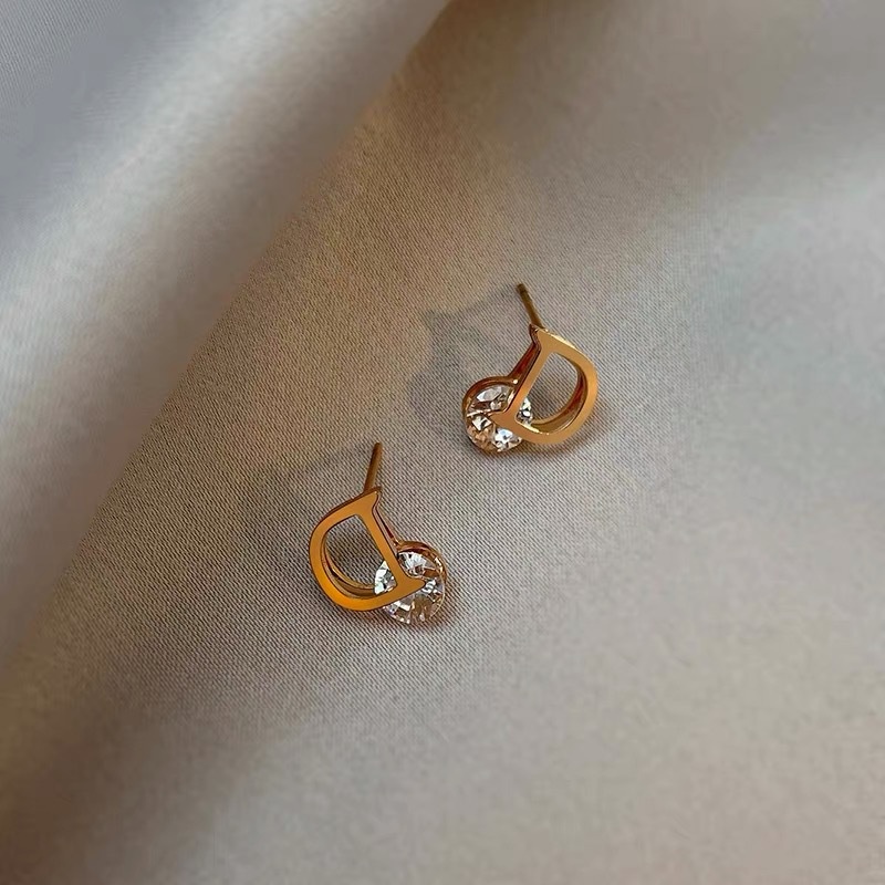 Bông tai đính đá zircon phong cách Hàn Quốc thời trang xinh xắn