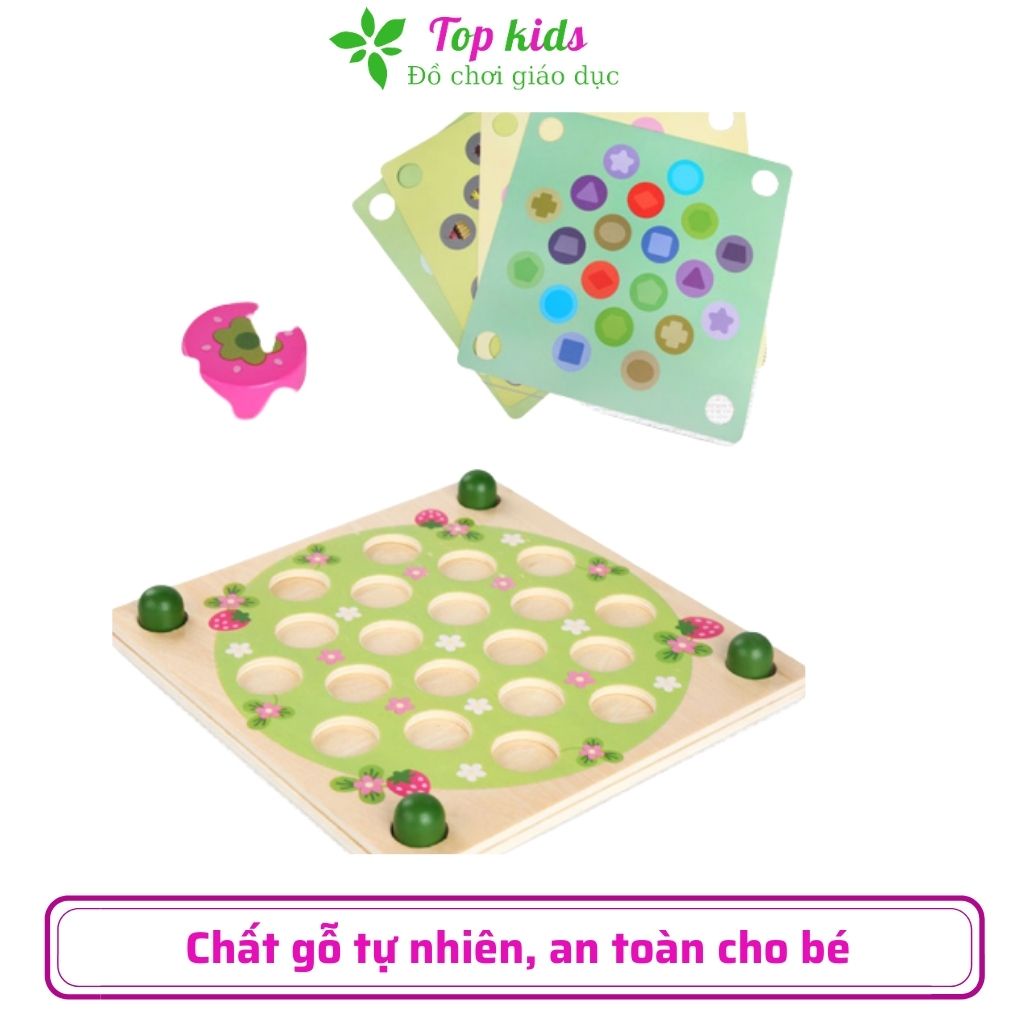 Đồ chơi thông minh cho bé bộ cờ vua bảng núm gỗ montessori phát triển trí nhớ cho bé trai bé gái 1 2 3 4 tuổi TOPKIDS