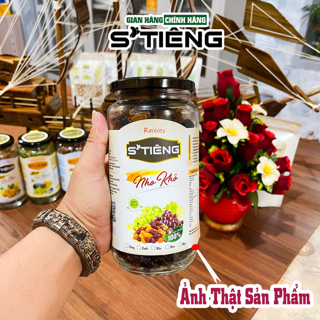600Gr Nho Mix 3 Màu Sấy Khô STIENG Sấy Không Đường Hủ Thủy Tinh