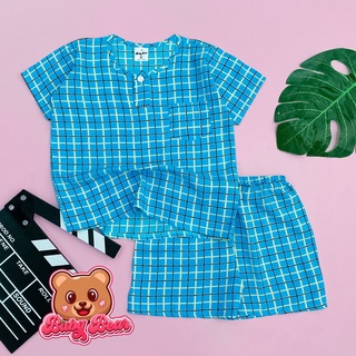 Bộ tole bé trai, bộ quần áo bé trai cộc tay vải lanh, tole 2 da 8-50kg Baby Bear