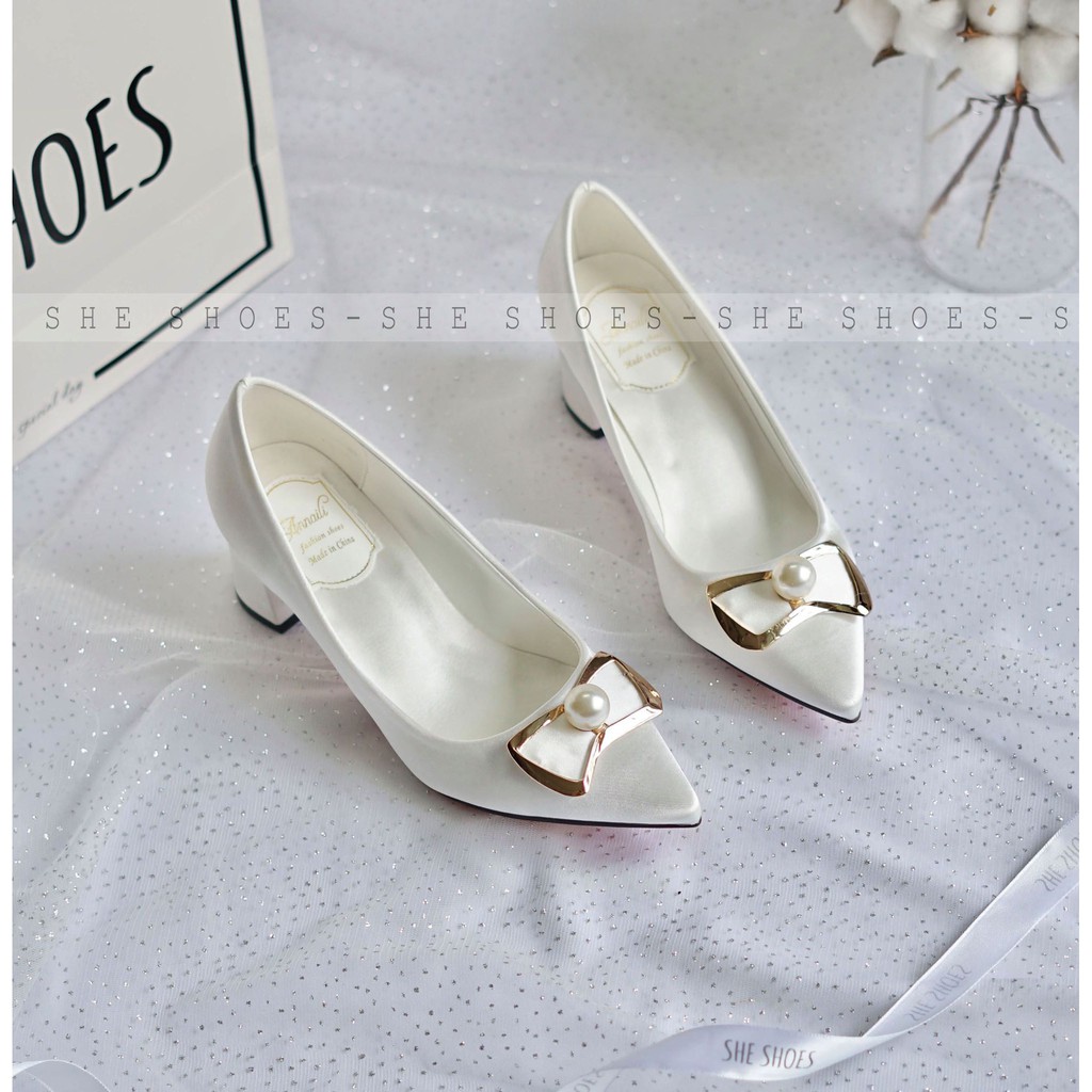 Giày cưới đẹp ♥️Freeship♥️ Giày gót vuông 5p cô dâu cao cấp (TẶNG KÈM 2 CẶP LÓT) ĐỘC QUYỀN SHE SHOES