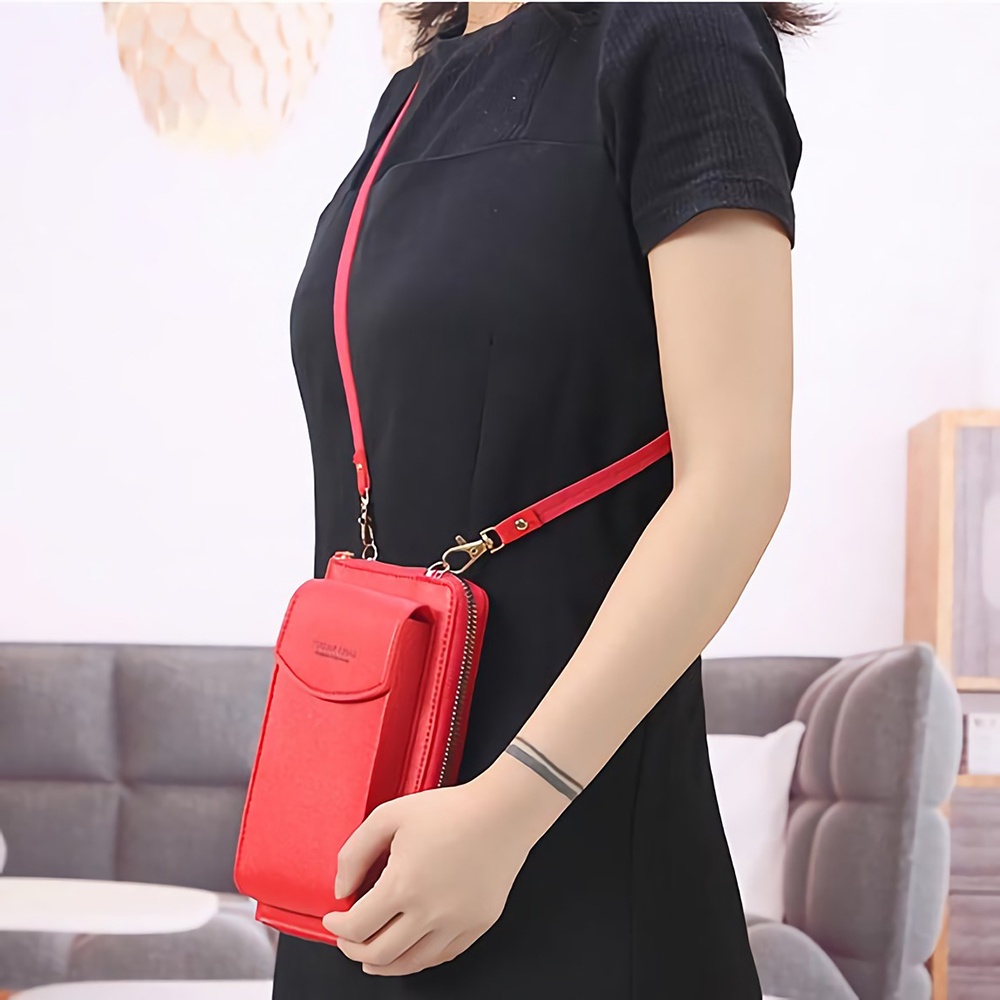 Túi đeo chéo đựng điện thoại bằng da pu đa năng sức chứa lớn thời trang cho nữ