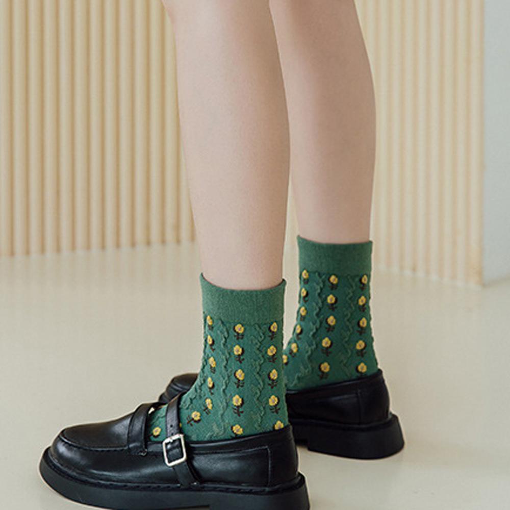 Vớ Cotton Dệt Kim Cổ Cao Họa Tiết Dễ Thương Phong Cách Đường Phố Nhật Bản Cho Nữ