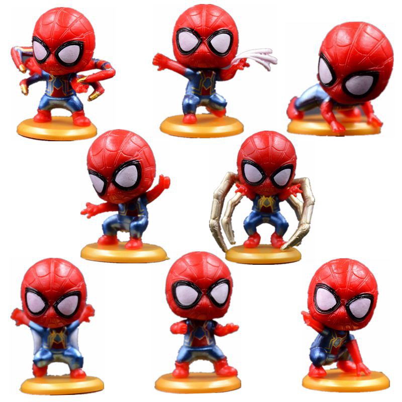 Bộ 8 Tượng Mô Hình Người Nhện Mini Để Bàn Trang Trí