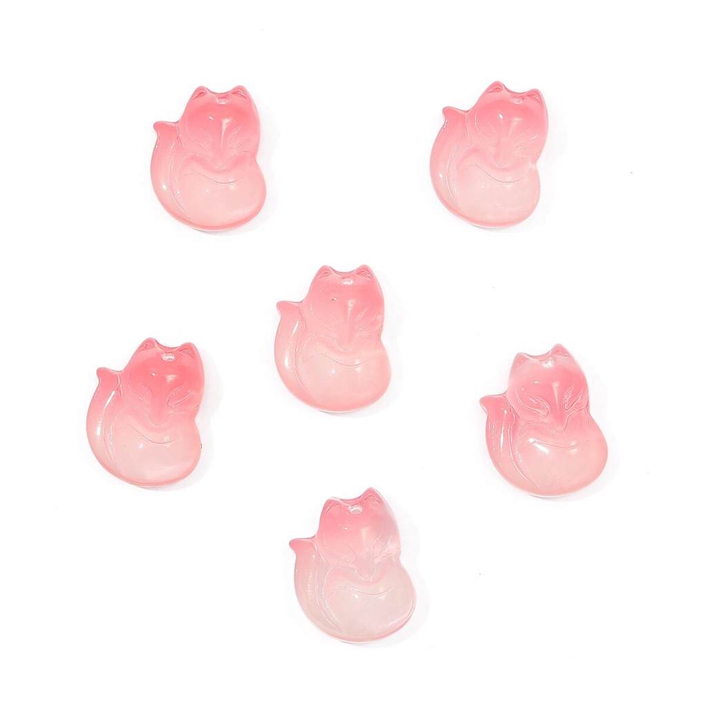 Set 10 hạt thủy tinh 18x14mm nhiều màu hình cáo dùng làm trang sức thủ công