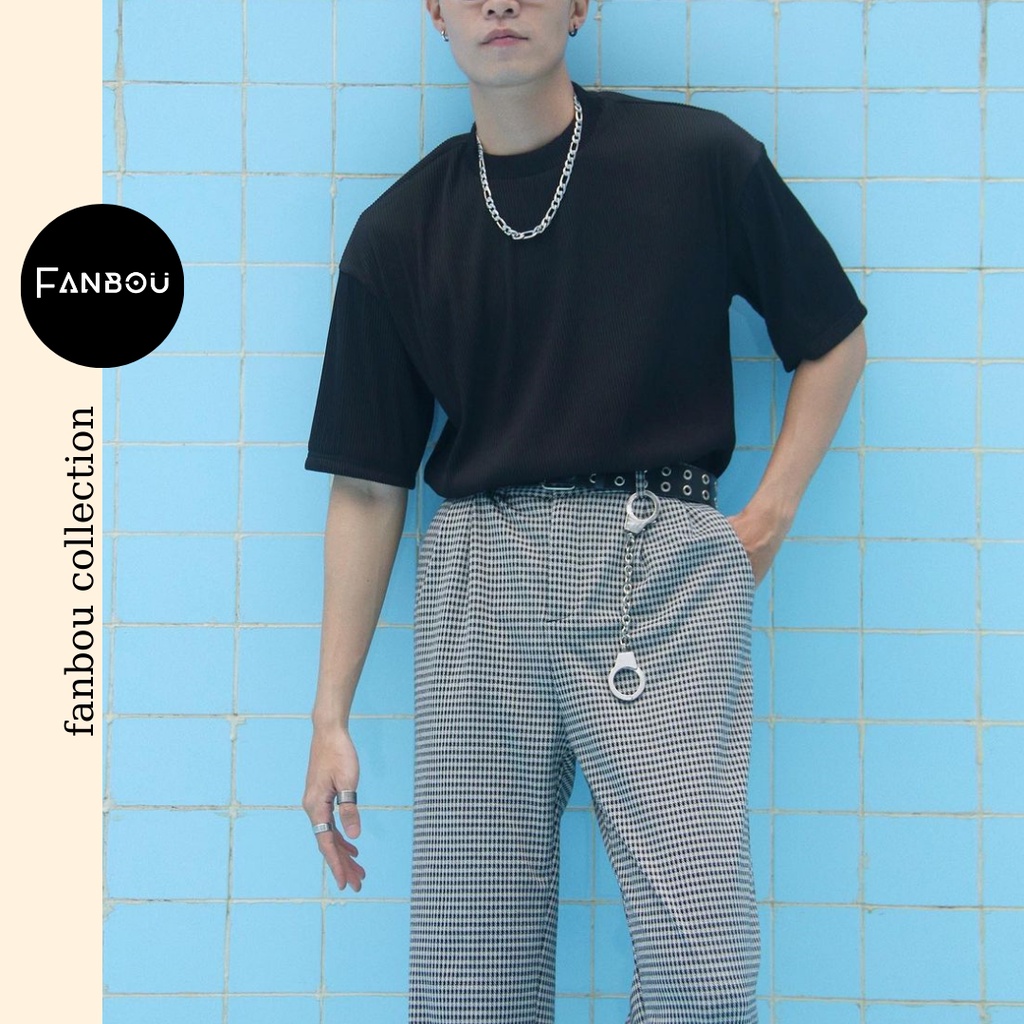 Áo thun gân len cổ lọ 4 phân tay ngắn | BigBuy360 - bigbuy360.vn