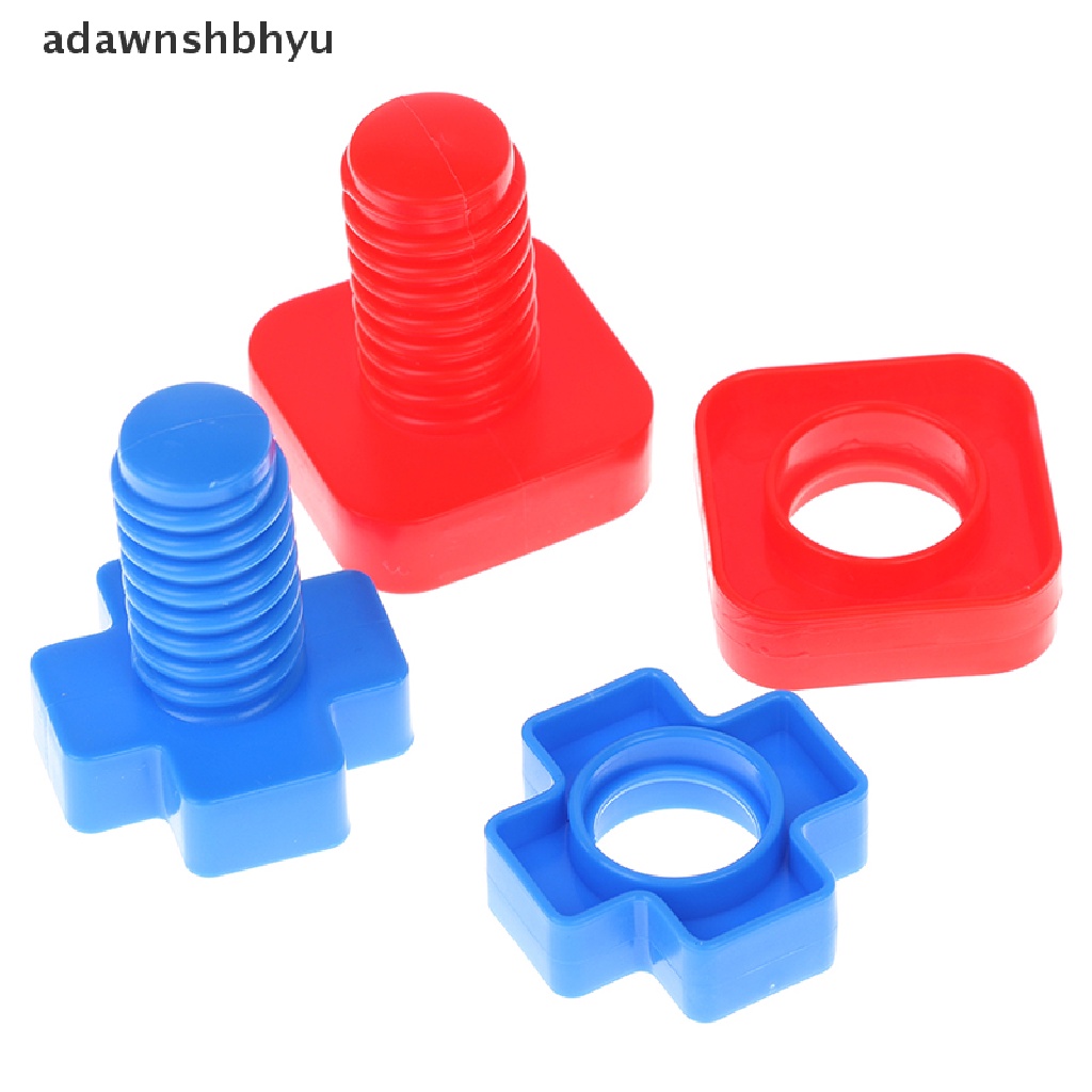 Adawnshbhyu Set 4 Ốc Vít Nhựa Đồ Chơi Lắp Ráp Hình Dạng Đai Ốc Giáo Dục Cho Bé