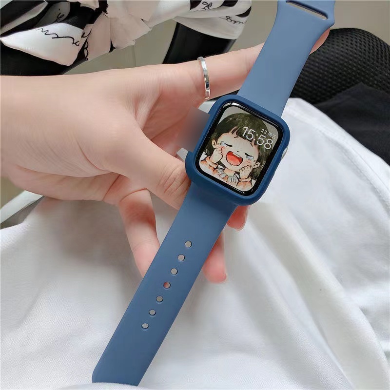 Dây Đeo Đồng Hồ Bằng Silicone 50 Màu 44mm 40mm 45mm 41mm 49mm 42mm 38mm 44 45 mm iwatch series 7 se 3 4 5 6 8 Ultra