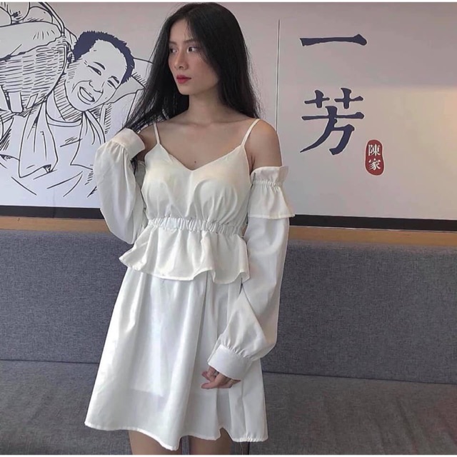 Váy Trắng Trễ Vai