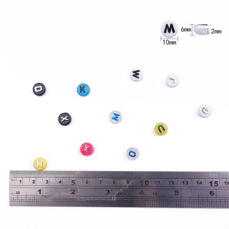 Bộ 50 hạt acrylic phẳng họa tiết chữ cái dùng làm đồ trang sức