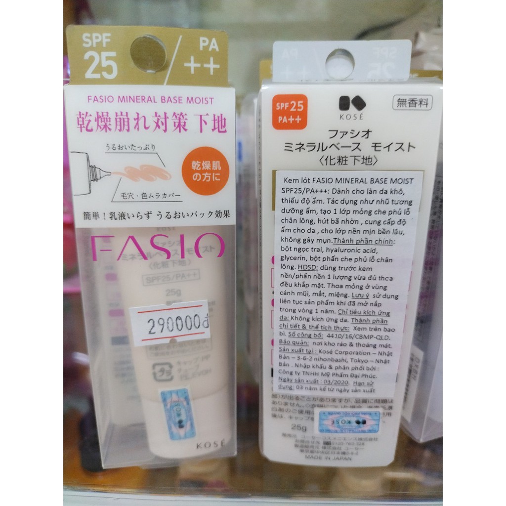 Kem Lót Trang Điểm Kosé Fasio Mineral Base Moist 25ml - Dành cho da khô