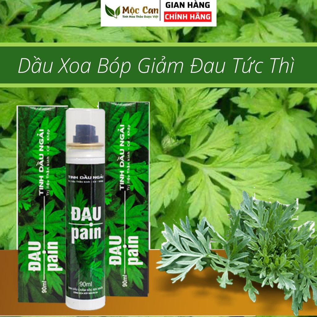 Dầu xoa bóp giảm đau Ngải Cứu Pain Oil Mộc Can ngải diệp xoa bóp ngoài da hết sưng đau mỏi tức thì chai 90ml