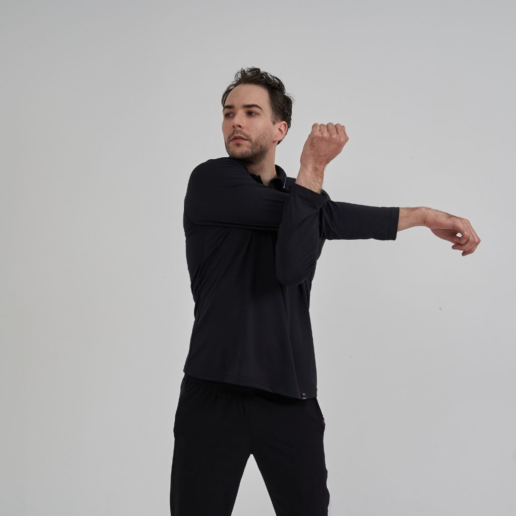 Áo thun có cổ dài tay trơn thể thao nam chất liệu cao cấp | BigBuy360 - bigbuy360.vn