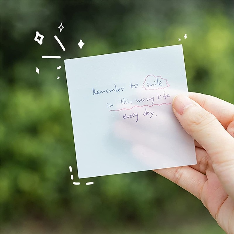 Set 50 Tờ Giấy Ghi Chú Trong Suốt Chống Thấm Nước Dán Ghi Chú Tiện Dụng