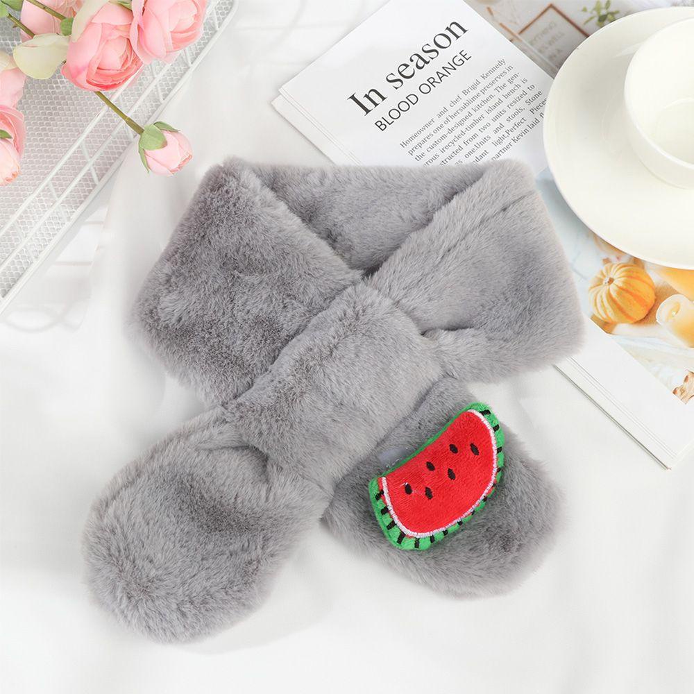 Khăn Choàng Lông Nhung Mềm Mại Họa Tiết Trái Cây Hoạt Hình Giữ Ấm Cho Bé