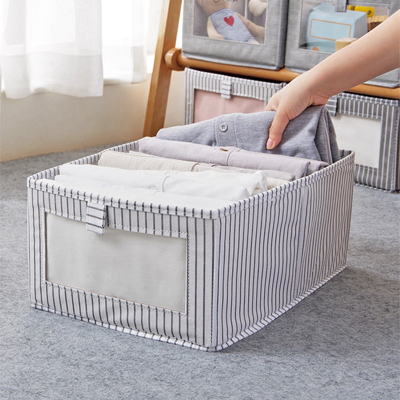 Set 2 Túi Vải Đựng Đồ Dạng Gập Sắp Xếp Gọn Gàng Có Cửa Sổ