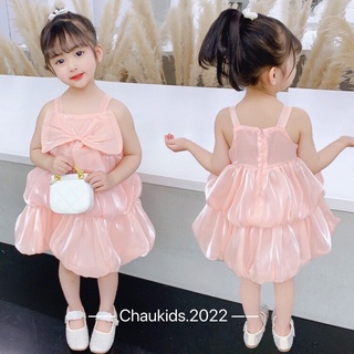 Váy tơ cột nơ bồng bềnh cho bé gái