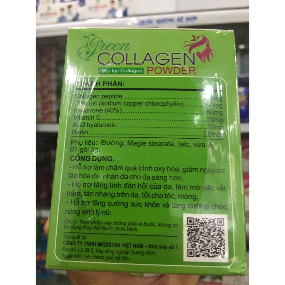 [ Chính Hãng] - Diệp Lục Collagen Green Collagen Powder -Tặng kèm dung dịch dạ hương 100ml