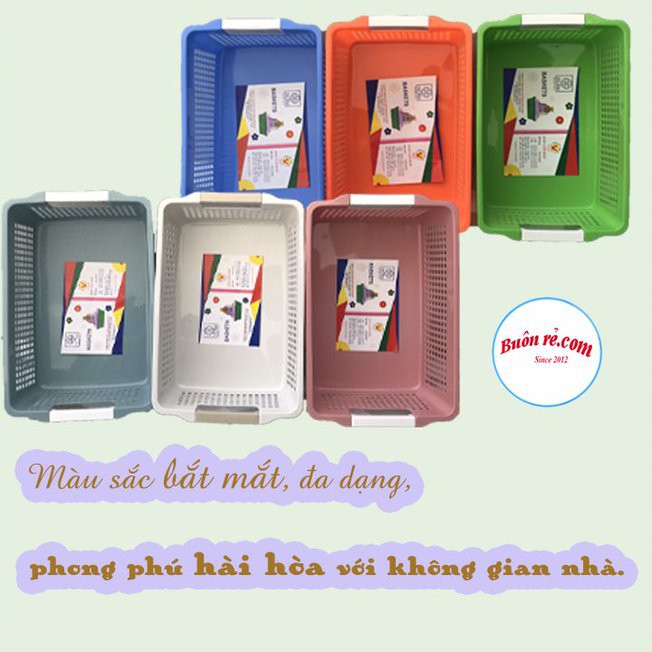Rổ đựng đồ chữ nhật có quai cầm 1196-1197-1198 Việt Nhật - Khay chữ nhật đựng tài liệu, đồ dùng văn phòng đa năng 01371