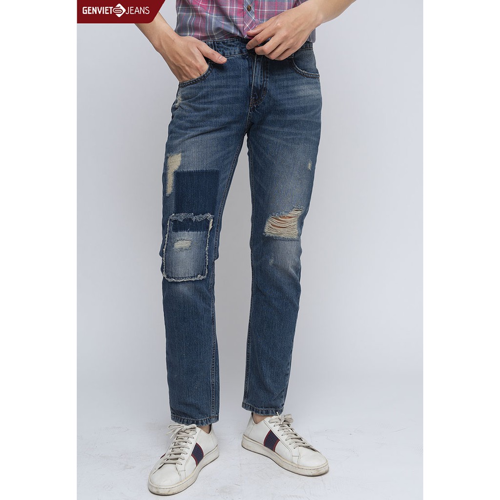  X1103J722 - Quần Dài GENVIET Jeans Nam Phối Xước | BigBuy360 - bigbuy360.vn