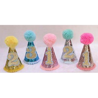 Mũ sinh nhật kim tuyến gắn số