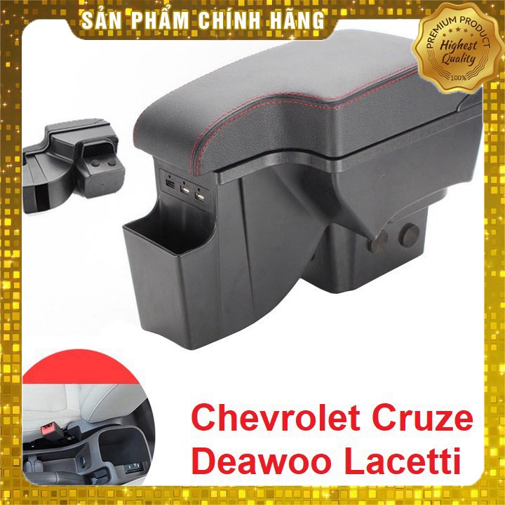 Hộp tỳ tay ô tô cao cấp Chevrolet Cruze và Deawoo Lacetti dạng khối tích hợp 3 cổng USB- 2 màu AD