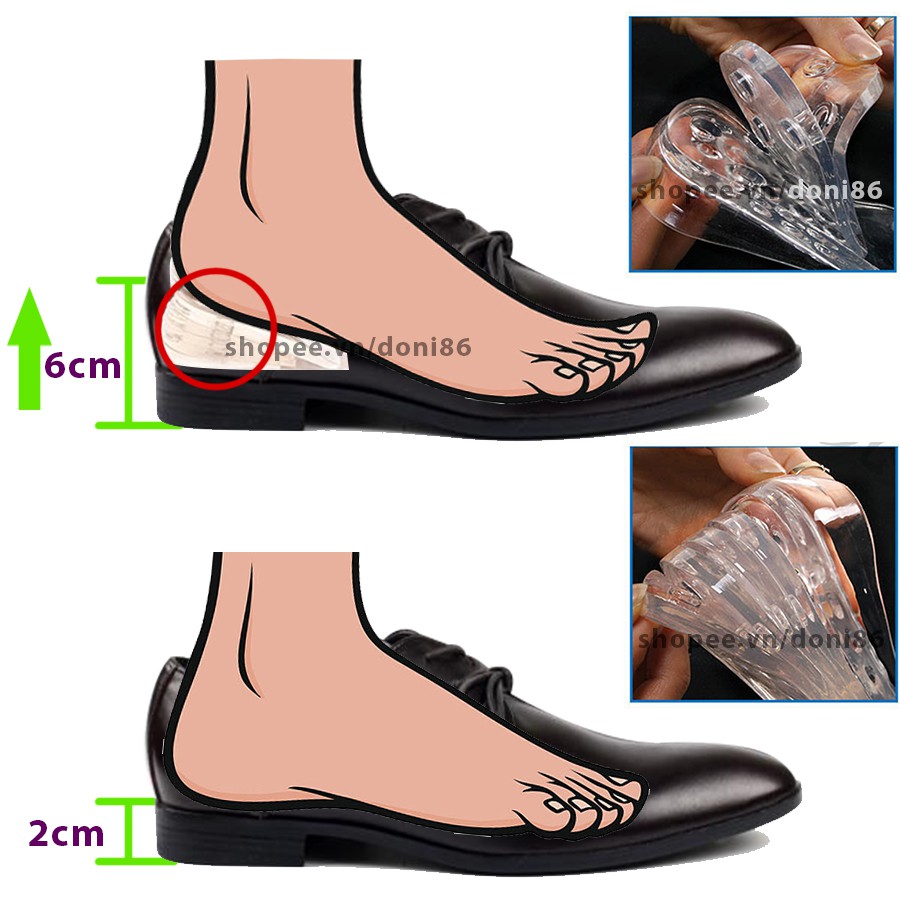 1 cặp miếng Lót giày độn đế tăng chiều cao dành cho nam giới - Freesize bằng silicon -PK02