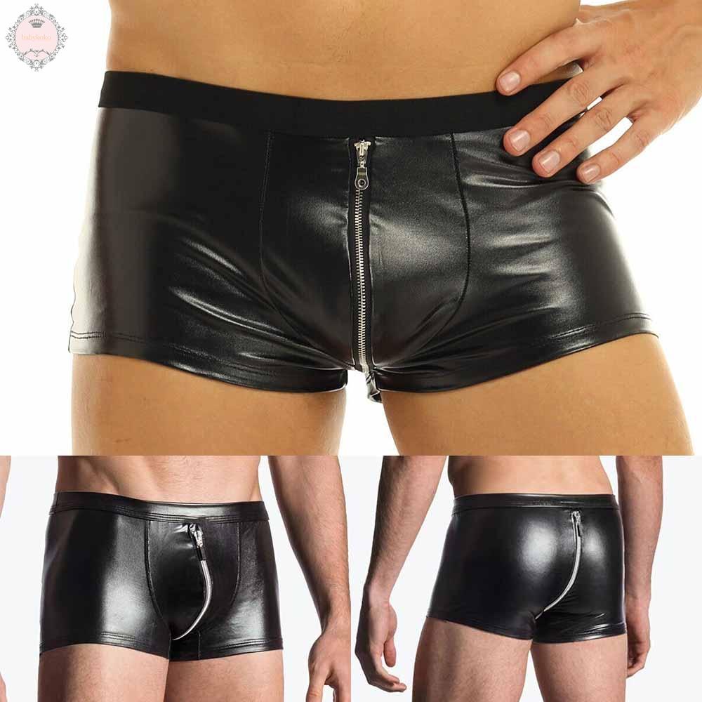 Men Boxer Briefs Boxers For Men Faux Leather Low Rise Underwear Men\'s Panties