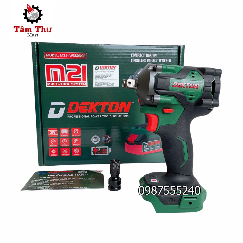 Máy Siết BuLong Dekton M21-IW380CP Không Chổi ThanLực Siết 380Nm