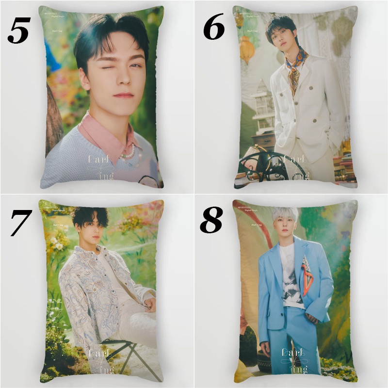 Vỏ Gối Hình Chữ Nhật In Hình Nhóm SEVENTEEN Hai Mặt Trang Trí Nhà Cửa