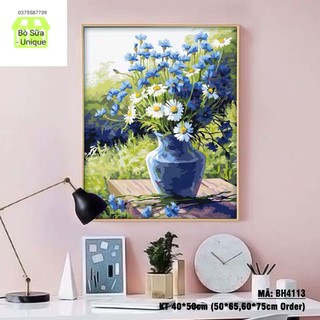 (Khung dày 2.5cm) Tranh số hóa tự vẽ Lọ Hoa mã BH4113 đã căng khung và đầy đủ phụ kiện