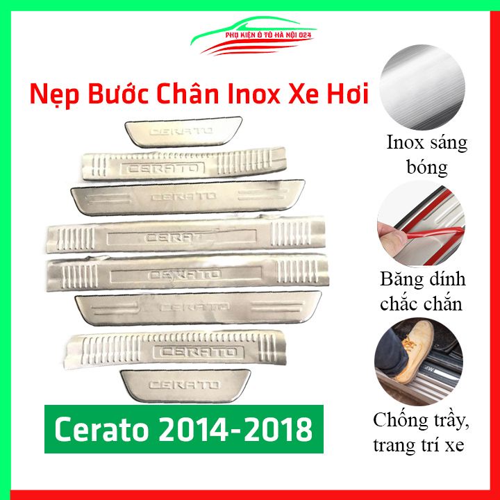 [Kia Cerato 2014-2018] Bộ Nẹp Bước Chân Trong Ngoài Bằng Inox Cho Ô Tô - Kia Cerato 2014-2018