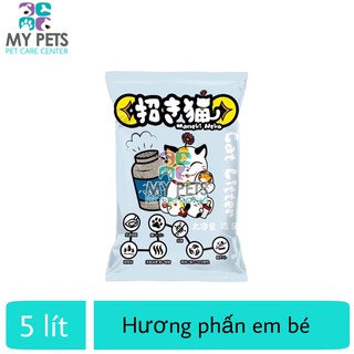 (Cát Phấn Em Bé) Cát Vệ Sinh cho Mèo Maneki Neko hương Phấn Em Bé - Túi 5 lít