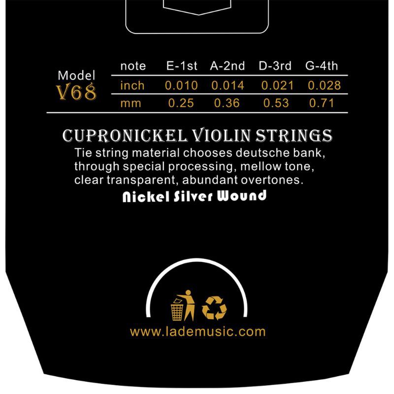 Dây đàn violin chuyên nghiệp IRIN V68 E-A-D-G làm từ kẽm bạc cho violin 4/4 3/4 1/2 1/4