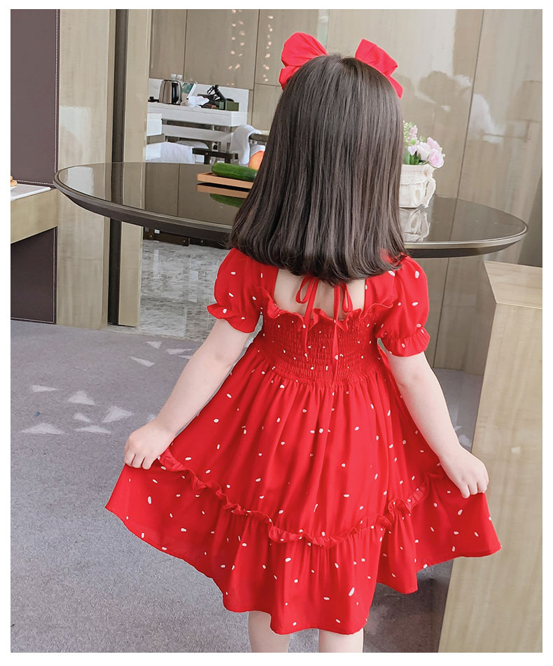 NNJXD Girls Polkadot Princess Dress Summer Children Birthday Party Korean Style Flared Sleeve Clothes