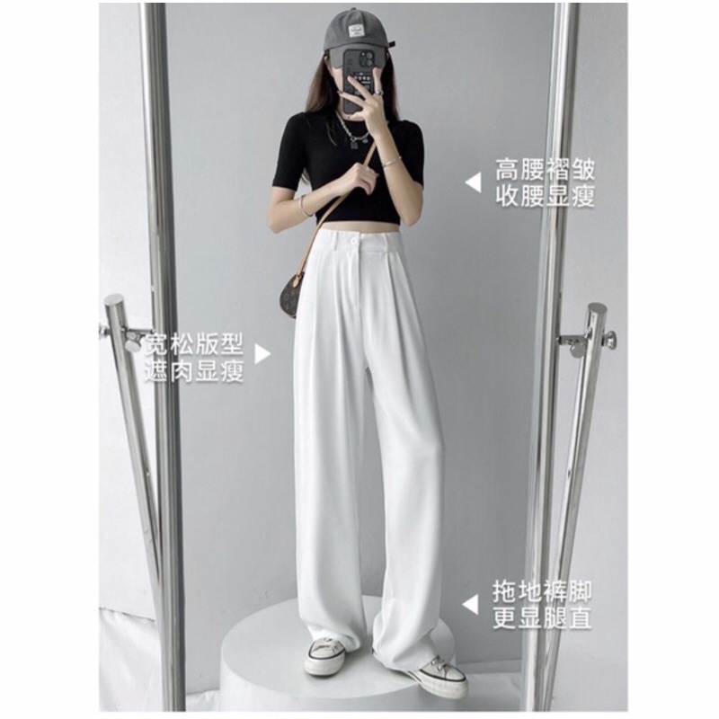 Quần Ống Rộng Suông Khoá Trước Lưng Cao - Quần Vải Cạp Cao Tôn Dáng Chất Liệu vải Tuyết Mưa Senorita