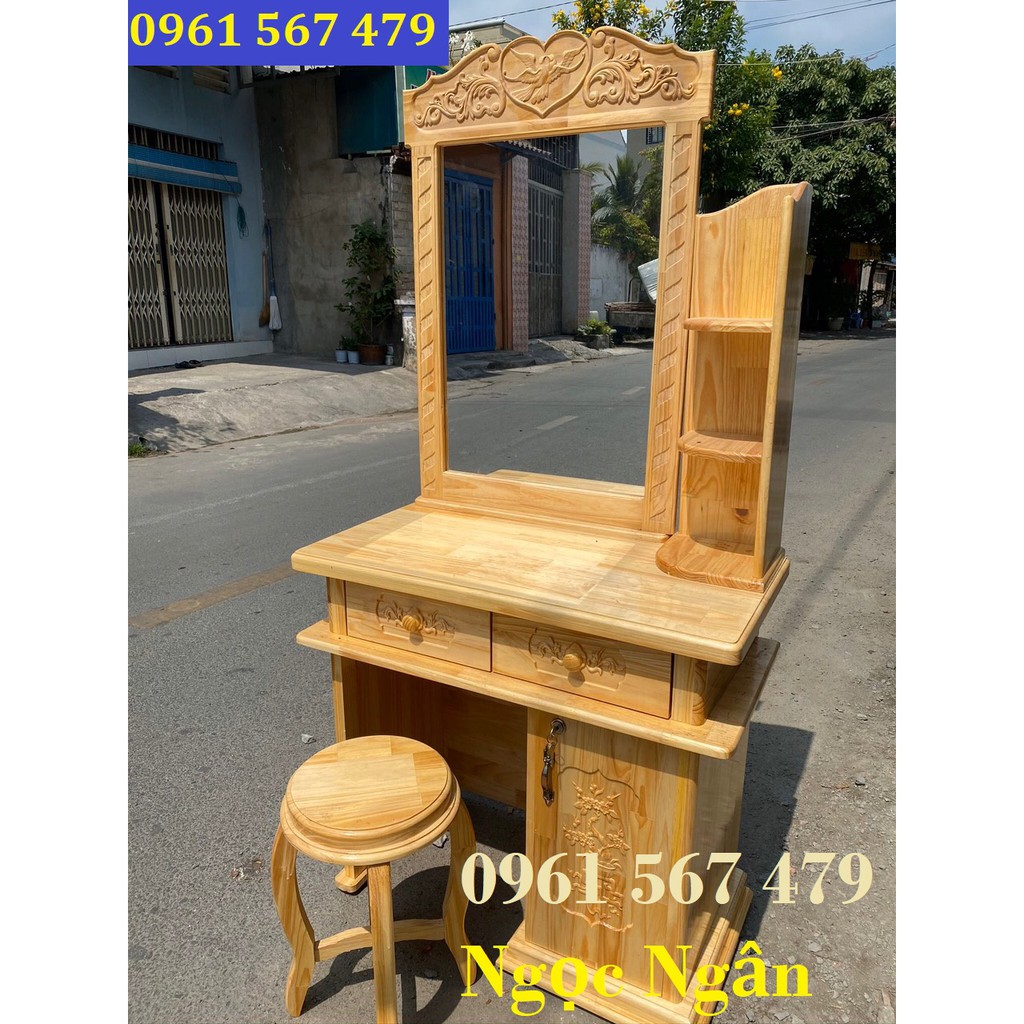 Bàn trang điểm gỗ giá rẻ HCM mẫu kính vuông