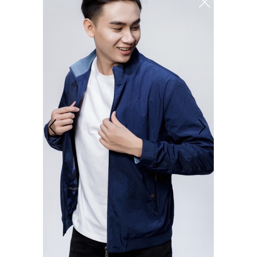 OWEN - Áo khoác gió nam Owen 2 lớp màu XANH NAVY KẺ SỌC 61046 - CHÍNH HÃNG