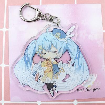 ( Mica trong acrylic) Móc khóa Miku Hatsune ver tóc xanh in hình anime chibi