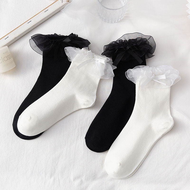 Vớ Ren Đính Nơ Phong Cách Lolita Dễ Thương Cho Nữ