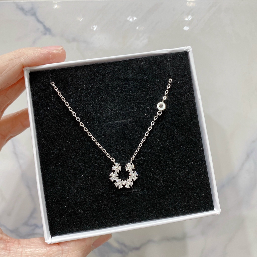 Dây Chuyền Bạc Ta CaoBac Jewellery Cho Nữ Đính Đá Hoạ Tiết Nửa Hàng Hoa