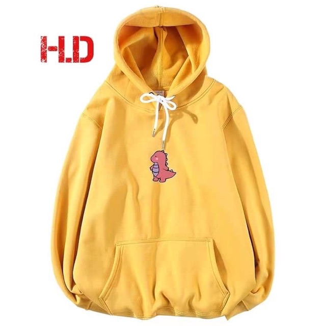 Áo hoodie nam nữ,áo khoác nỉ mũ in kiểu khủng long đỏ HĐ