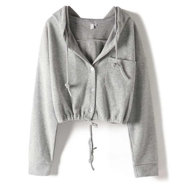 Áo Khoác cardigan Có Mũ Trùm Dáng Rộng Màu Sắc Trơn Phong Cách Hàn Quốc Dành Cho