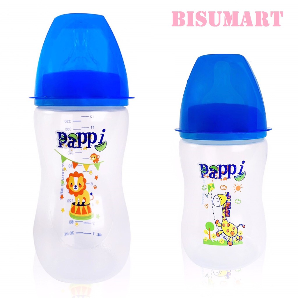 Bình Sữa cổ rộng Pappi nhựa PP 250ml - 330ml Thailand BPA FREE