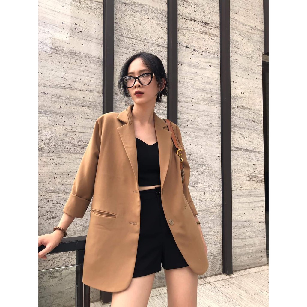 ÁO VEST NỮ-ÁO BLAZER DÁNG TRẺ KHOÁC NGOÀI 1 LỚP MÀU NÂU CÓ SIZE | BigBuy360 - bigbuy360.vn